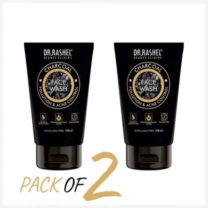 DR.RASHEL CHARCOAL FACE WASH FOR MEN THAT CONTROLS POLLUTION & ACNE PARABEN FREE PACK OF 2 Face Wash