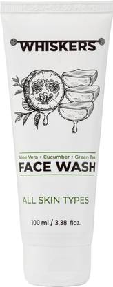 WHISKERS Aloevera & Vitamin C Facewash|Niacinamide|Green Tea|Cucumber|Hydrating, Radiant & Glowing Face Wash