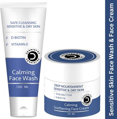 DERMISTRY Sensitive & Dry Skin Vit E Calming Gentle SLS Free Face Wash & Shea Butter Cream Scrub