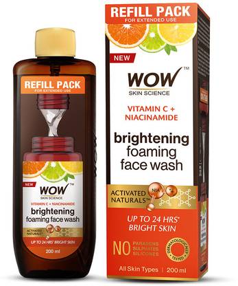 WOW SKIN SCIENCE Brightening Vitamin C & Niacinamide Refill Pack | Brighter Glow Face Wash
