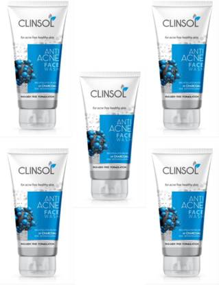 Clinsol Anti Acne Charcoal Facewash 70gm (Pack Of 5) Face Wash