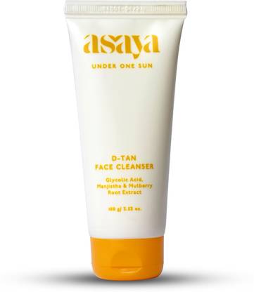 ASAYA D-Tan Face Cleanser, Glycolic Acid, Tan Removal, Evens Tone & Hydrate, Soap Free Face Wash