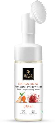 GOOD VIBES Ubtan Insta Glow Foaming  with Deep Cleansing Brush Face Wash