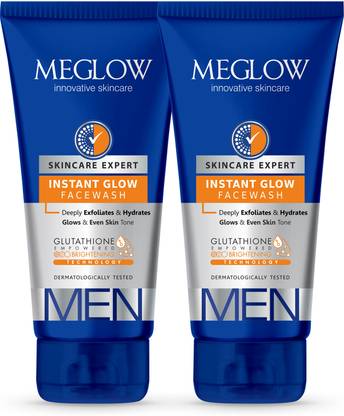 मेग्लो Instant Glow Facewash for Men with Glutathione, 100g Pack of 2 फेस वॉश