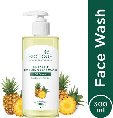 BIOTIQUE Pineapple Oil Control Foaming  | Hydrates Dry Skin | Deep Cleansing Face Wash