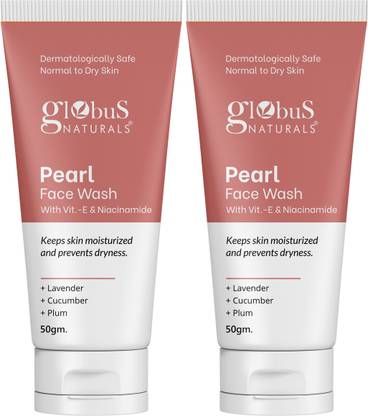 Globus Naturals Pearl with Vitamin-E & Niacinamide, Keeps Skin Moisturised & Controls Dryness, Set of 2 Face Wash