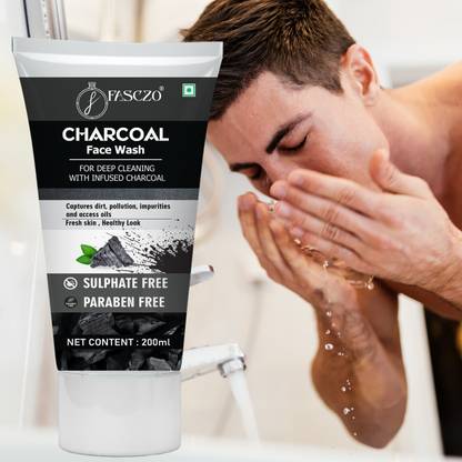 Fasczo Charcoal  For Acne & Brighter Skin ' Spots & Tan Removal ' Men Women Face Wash