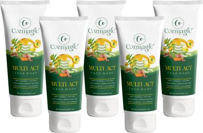 Cozmagic Multi Act  With Aloevera, Turmeric, Neem Extract, Vitamin B3, Vitamin E and Licorice( Pack of 5 ) Face Wash