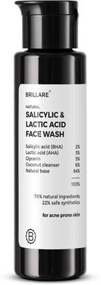 BRILLARE Salicylic & Lactic Acid , Acne Prone Skin, 100% natural facewash Face Wash