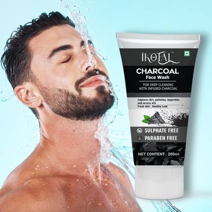 IKOTAL Charcoal / Natural Skin Cleanser for Men & Women, Sun Damage Skin Face Wash