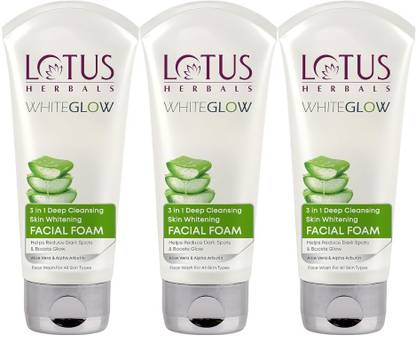 LOTUS HERBALS WHITEGLOW 3 in 1 Deep cleansing Skin Brightening Facial Foam Face Wash