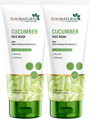 7days natural Instant Refreshing Cucumber  with Neem Extract and Aloe Vera, For fresh and soothing effect Face Wash