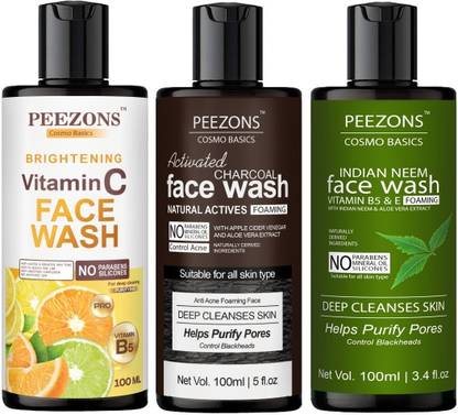 Peezons Charcol With Deep Cleaning | Bright Complete | Boosts Skin Tone All Skin Types Face Wash