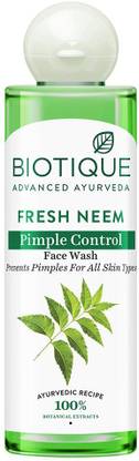 BIOTIQUE Fresh Neem Pimple Control  | Pimple & Acne removal | All Skin Types Face Wash