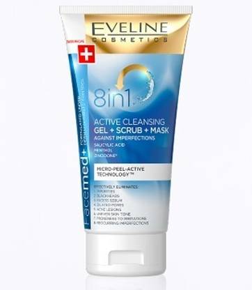 Eveline 8 IN 1 ACTIVE CLEANSING GEL + SCRUB + MASK 150 ML Face Wash