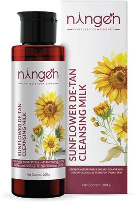 Ningen Sunflower De-Tan Cleansing Milk – Fade Dark Spots, Brighten Skin, Cleanse Gently Face Wash
