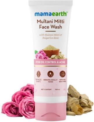 Mamaearth Multani Mitti & Bulgarian Rose For Oil Control & Acne - 100 ml | Suits All Skin Types | Hydrating & Gentle | Paraben-Free | No Silicones | Sulphate-Free Face Wash