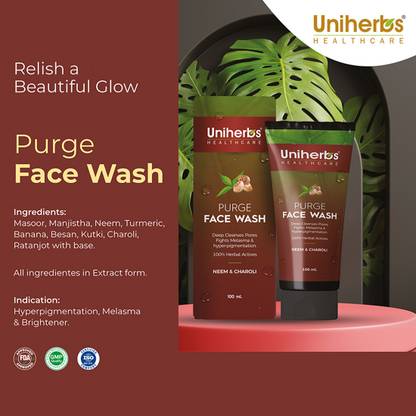Uniherbs Purge Facewash for Glowing Skin | Deep Clean Pores  For Men & Women Face Wash