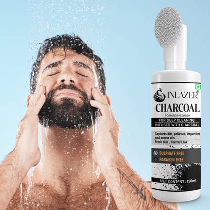 inlazer Charcoal For Men & Women// Brightens Skin Tone, Removes Sun Tan & Pollution Face Wash