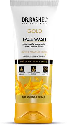 DR.RASHEL Gold  Lighten the Complexion with Licorice Extract with No Parabens, SLS, Silicones & Colour Face Wash
