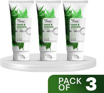 Oneway Happiness Neem & Aloe-Vera  For reduce Acne & Pimples (pack of 3 - 100ml each) Face Wash