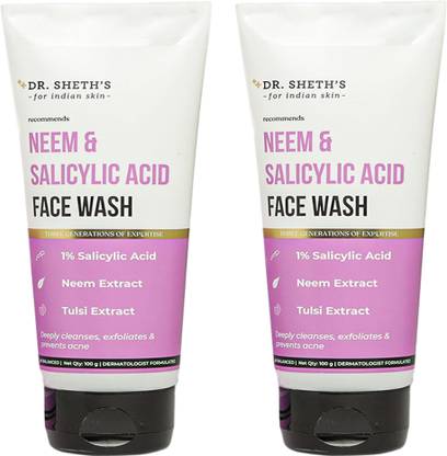 Dr. Sheth's Neem & Salicylic Acid Facewash, Deeply Cleanses, Exfoliates and Prevents Acne Face Wash