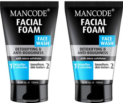 MANCODE Facial Foam face wash for men skin Detoxifying & Anti Roughness with micro exfoliator scrub help to detox and get smoothens skin texture men pack of 2 Face Wash