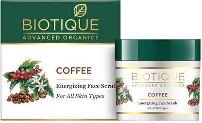 Biotique Advanced Organics Coffee Energizing Face Scrub Deep Exfoliation Removes De Tan Paraben SLS Free Scrub