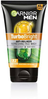 Garnier Men Turbo Bright Double Action, with Vitamin C and Charcoal Face Wash