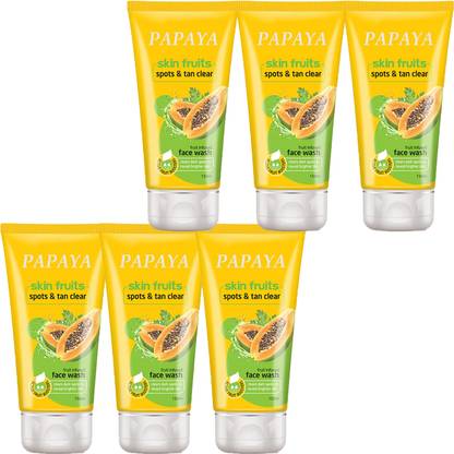 NG MART PAPAYA FRUIT SKIN FACEWASH FOR SKIN SPOTS & TAN CLEAR SKIN PACK OF - 150g x 6 Face Wash