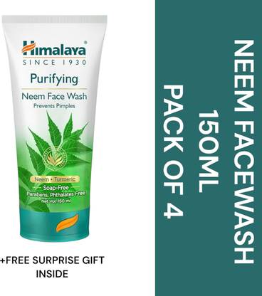 Himalaya Herbals NEEM FACE WASH 150 ML PACK OF 4+gift Face Wash