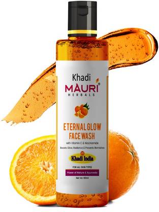Khadi Mauri Herbal Eternal Glow  with Vitamin C & Niacinamide | Boosts Radiance, Glow & Prevents Acne | Sles & Paraben Free for Men & Women | Enriched with Power of Nature & Ayurveda | 100 ml Face Wash