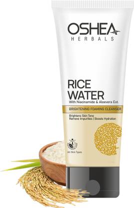 Oshea Herbals Rice Water Brightening Foaming Cleanser | with Niacinamide & Aloe Vera | Removes Impurities, Boosts Hydration & Brightens Skin | Face Wash