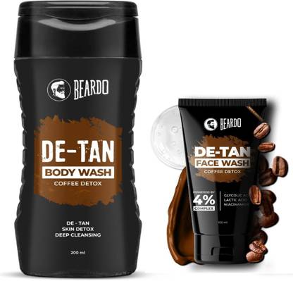 BEARDO Combo De-Tan Bodywash for Men & Coffee  | Coffee Extract for Tan Removal Face Wash