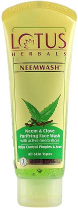 LOTUS Herbals NEEMWASH Neem & Clove Ultra-Purifying with Active Neem Slices_ Face Wash