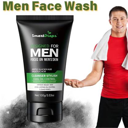 smartdrops Men Facewash, Removes Excess Oil For Deep Cleansing & Dirt Removal Face Wash