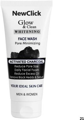 NewClick Glow & Clean  – Activated Charcoal, Whitening Formula for Oily Skin Face Wash