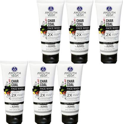 NG MART VEDA CHARCOAL FACEWASH FOR REDUCE DARK SPOTS & IMPURITIES PACK OF - 6 Face Wash