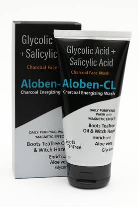 Aloben CL- Charcoal  – Deep Cleansing Gel with 2% Salicylic Acid, 1% Glycolic Acid, Tea Tree Oil & Witch Hazel | Fights Acne, Oil & Impurities | For Oily & Acne-Prone Skin Face Wash