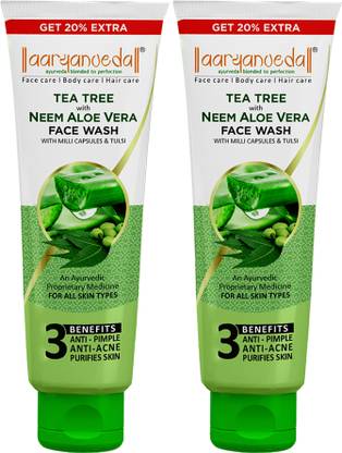 Aaryanveda Tea Tree  With Neem & Aloe Vera Extracts, 240 ml Pack of 2 Face Wash