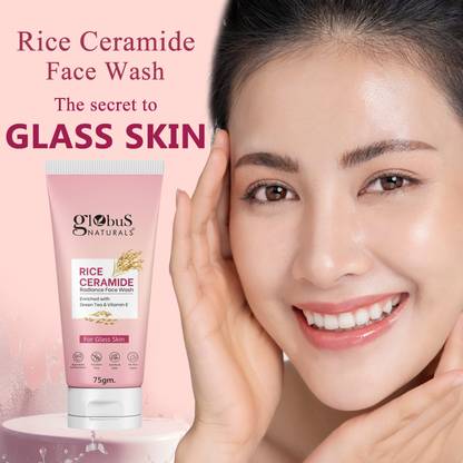 Globus Naturals Rice Ceramide Radiance , Enriched with Green Tea & Vitamin E, Face Wash