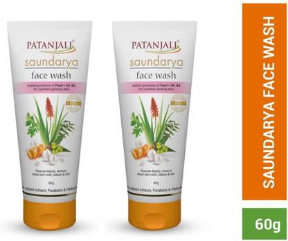 PATANJALI Saundarya with Neem, Aloe Vera, Anti Acne & Pimples - 60g x 2 Face Wash