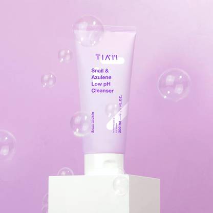TIAM Snail & Azulene Low pH Face Cleanser, Gentle & Non-Drying Formula for Dry Skin Face Wash