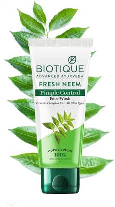 BIOTIQUE Fresh Neem Pimple Control Prevents Pimples|All Skin Types| Men & Women Face Wash