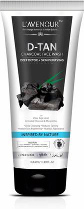 L'avenour D-Tan Charcoal Facewash for Deep Detox, Reduce Tanning, Skin Purifying, Instant Brightening, SLS & Paraben Free De-Tan Face Wash