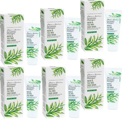 NG MART AROMA MAGIC NEEM & TEA TREE FACEWASH FOR PIMPLES ,ACNE & SPOTS REMOVE BRIGHT FACE PACK OF 100ml x 6 Face Wash