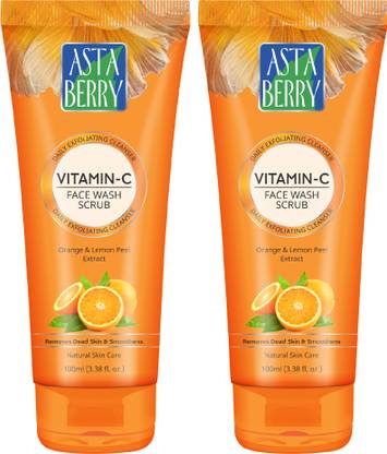 ASTABERRY Vitamin C  Scrub 100ml, Pack 2 (2 x 100m Face Wash