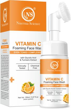 Nuerma Science Vitamin C FaceWash with Glycolic Acid & Turmeric for Even Toned Complexion, Skin Lightening, Boosting Skin Glow, Reduce Spots & Pigmentation, Reduce Dull Skin & Makes Skin Soft and Smooth Face Wash