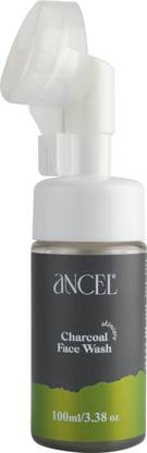 Ancel Charcoal Foaming  Built In Brush For Deep Cleansing | Activated Charcoal, Tea Tree Oil & Aloe Vera 100ml Face Wash