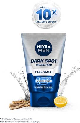 Nivea Men Dark Spot Reduction with 10X Vitamin C Effect, Licorice Cleanser for All Skin Face Wash